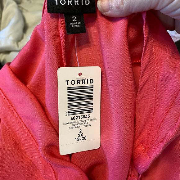 Torrid Honeysuckle Pink Maxi Challis Trapeze Dress 2X NWT slip resort Barbie - Picture 4 of 8